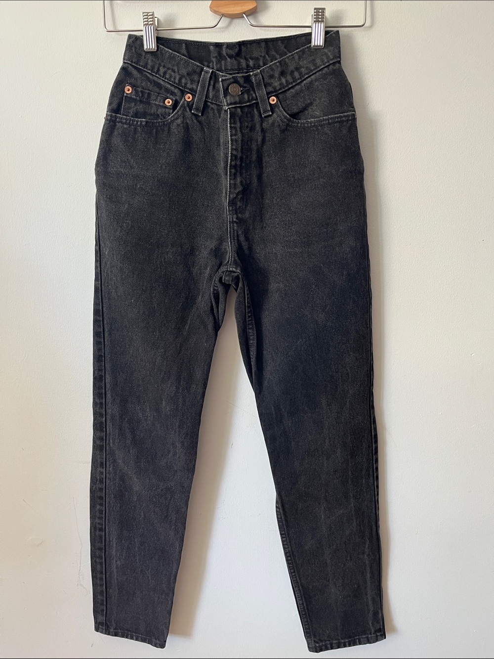 Vintage Levi's 512 Slim Fit Black High-Rise Tapered Leg Jeans in Washed Black